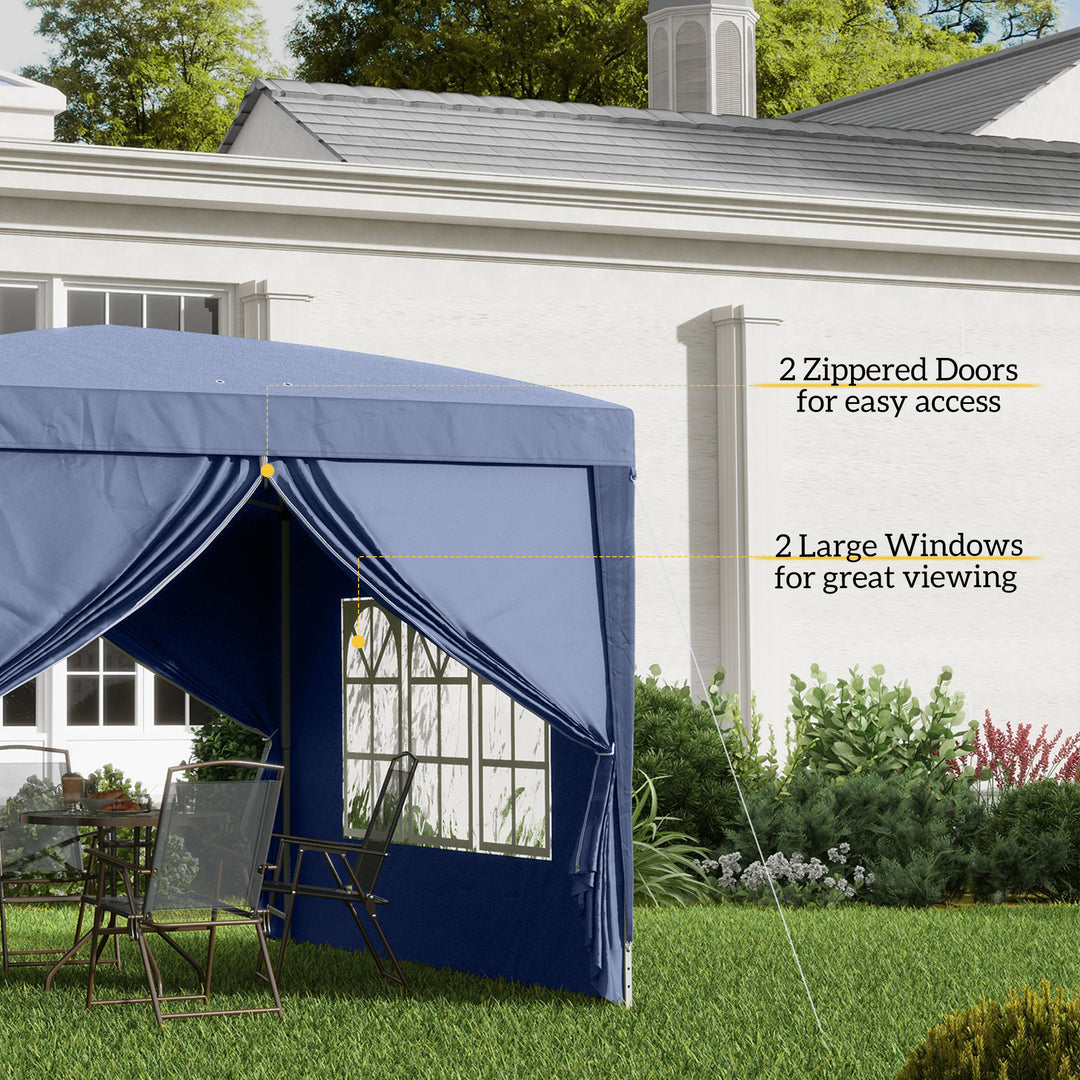 Outsunny 3 x 3 Meters Pop Up Water Resistant Gazebo Wedding Camping Party Tent Canopy Marquee with Carry Bag, Blue