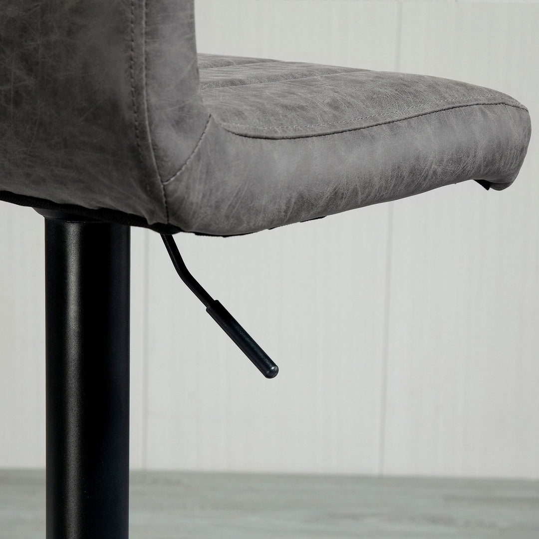 Barstools Set of 2 Adjustable Height Swivel Gas Lift PU Leather Counter Bar Chairs with Footrest, Grey