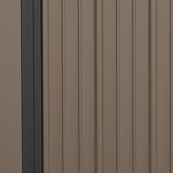 Outsunny 5 x 3 ft Metal Garden Storage Shed Patio Corrugated Steel Roofed Tool Shed with Single Lockable Door, Brown