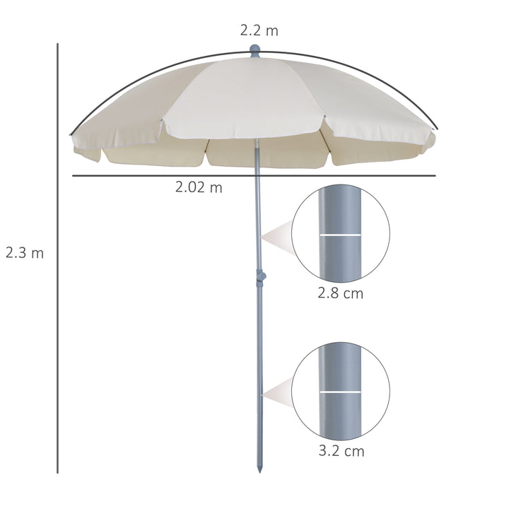 Outsunny 2.2M Tilt Beach Umbrella Parasol-Cream White