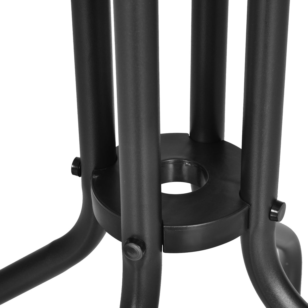 60×70H cm Round Metal Table, Garden Table Tempered Glass-Black