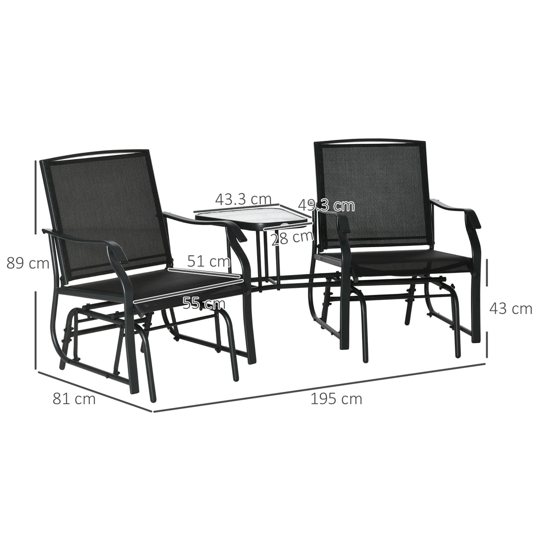 Garden Double Glider Rocking Chairs with Table