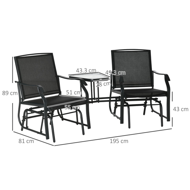 Garden Double Glider Rocking Chairs with Table