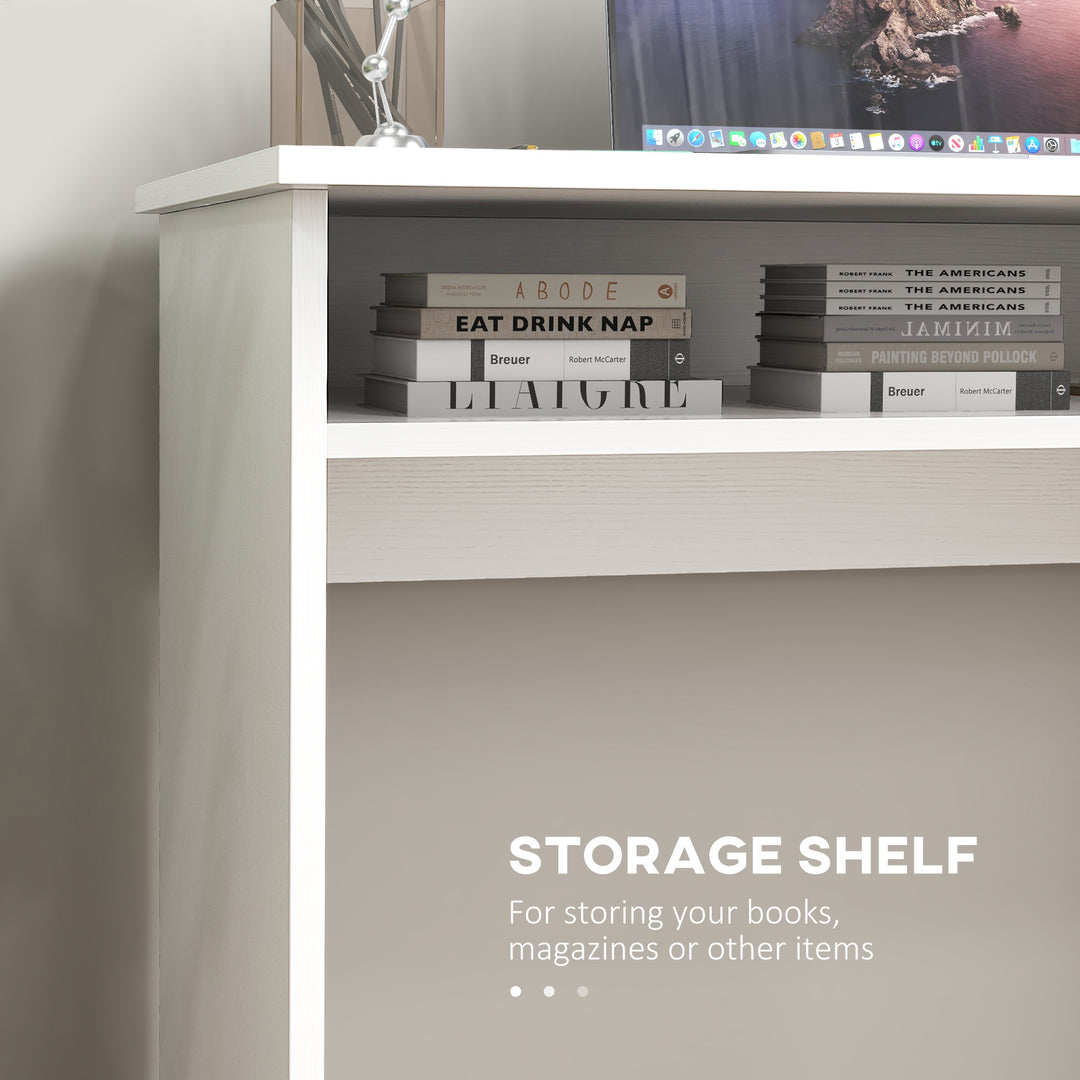 Computer Writing Desk with Storage Compartment Workstation Learning Center for Home Office 90W x 50D(cm) - White