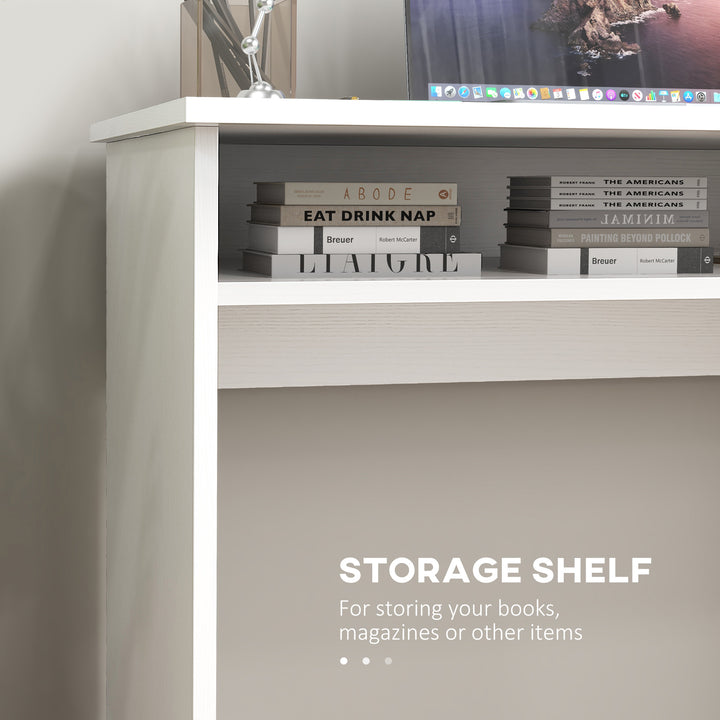 Computer Writing Desk with Storage Compartment Workstation Learning Center for Home Office 90W x 50D(cm) - White