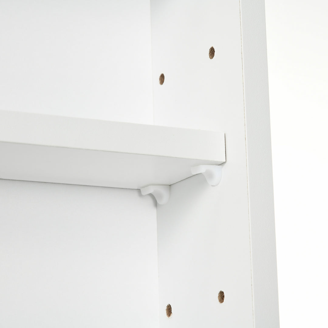 5-Tier Wall Display Shelf Unit Cabinet w/ 4 Adjustable Shelves Glass Doors Home Office Ornaments 60x80cm White