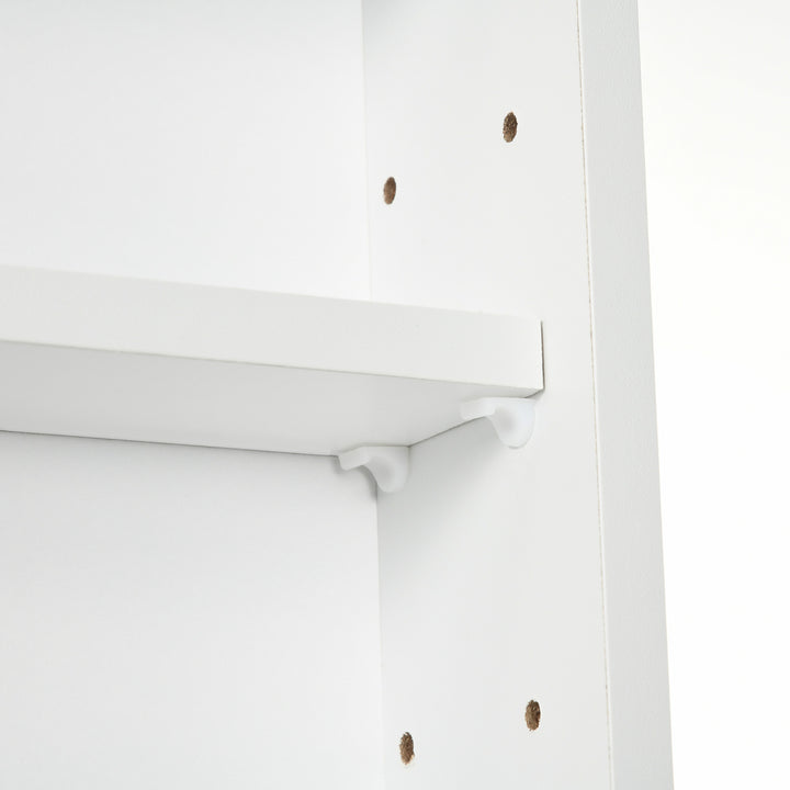 5-Tier Wall Display Shelf Unit Cabinet w/ 4 Adjustable Shelves Glass Doors Home Office Ornaments 60x80cm White