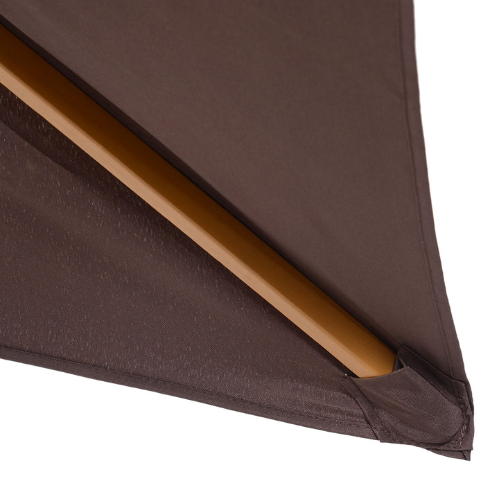 Outsunny Garden Parasol Umbrella Wooden Sun Umbrella Outdoor Sun Shade Canopy, Dark Coffee,2 x 3m