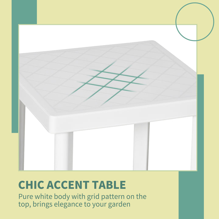 Garden Side Table Outdoor Square Coffee End Table for Drink Snack, White