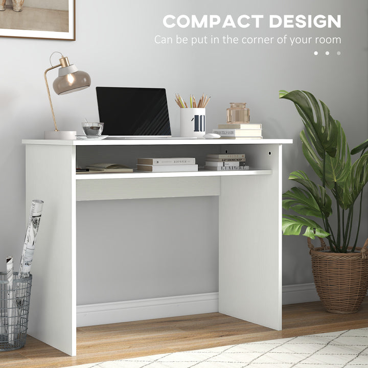 Computer Writing Desk with Storage Compartment Workstation Learning Center for Home Office 90W x 50D(cm) - White