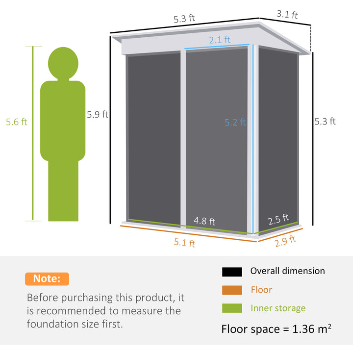 Metal Garden Shed for Tool Motor Bike, w/ Adjustable Shelf Dark Grey