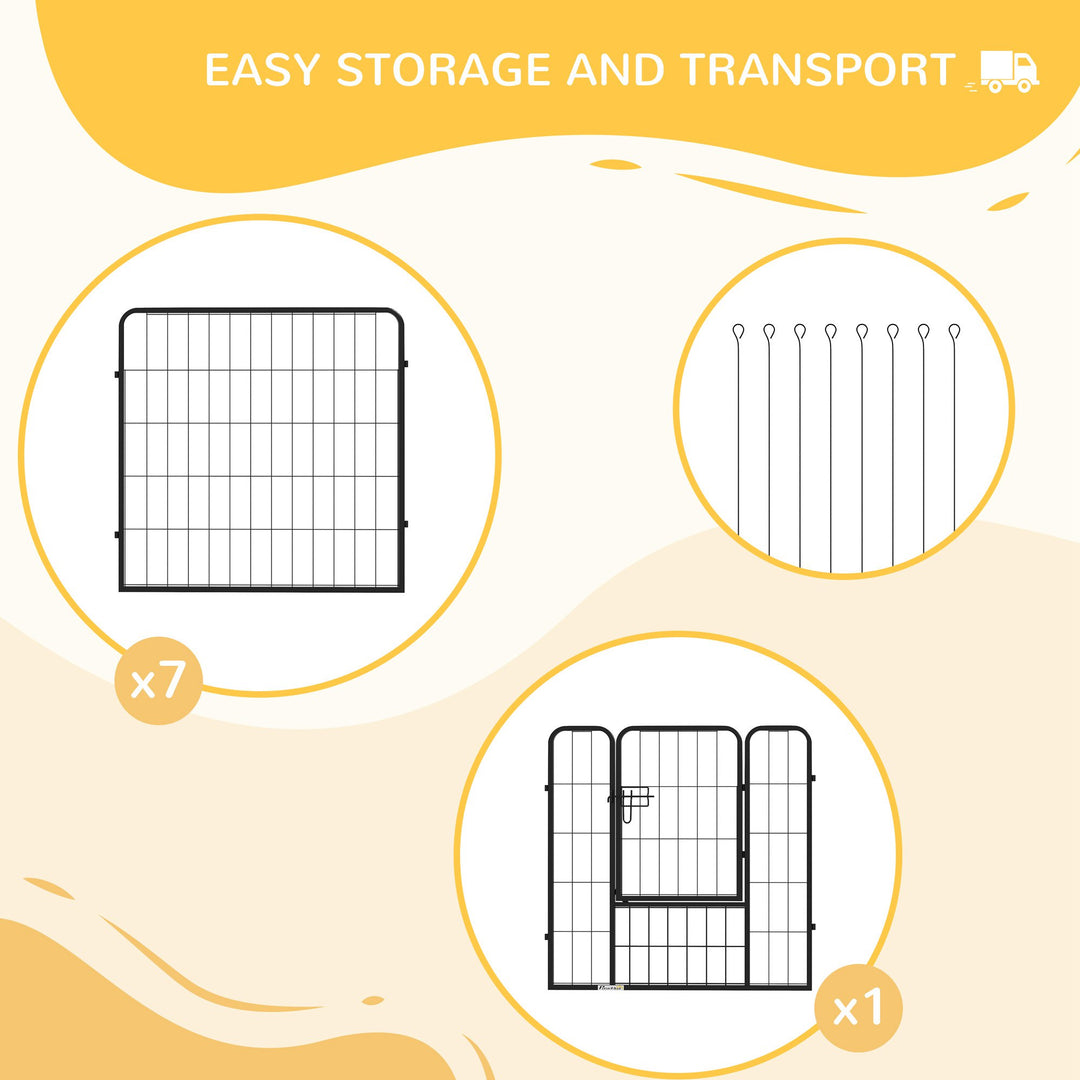 PawHut Heavy Duty 8 Panel Dog Pet Playpen for Puppy Rabbit Enclosure Foldable Indoor Outdoor 80 x 80 cm