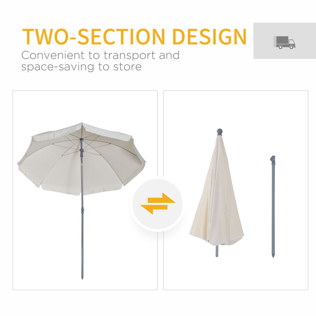 Outsunny 2.2M Tilt Beach Umbrella Parasol-Cream White