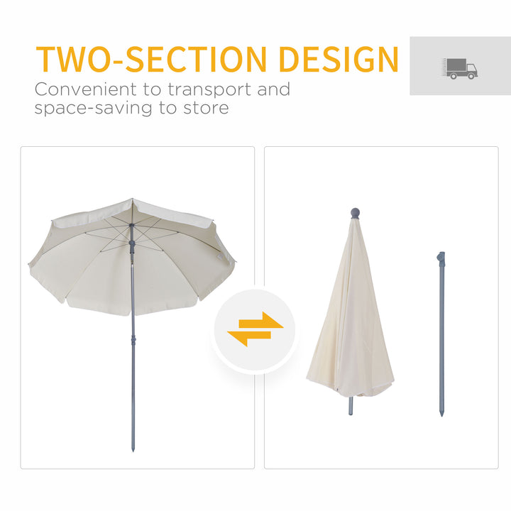 Outsunny 2.2M Tilt Beach Umbrella Parasol-Cream White