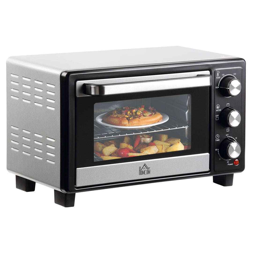 Convection Mini Oven, 16L Countertop Electric Grill, Toaster Oven with Adjustable Temperature, 60 Min Timer, Crumb Tray, Wire Rack, 1400W