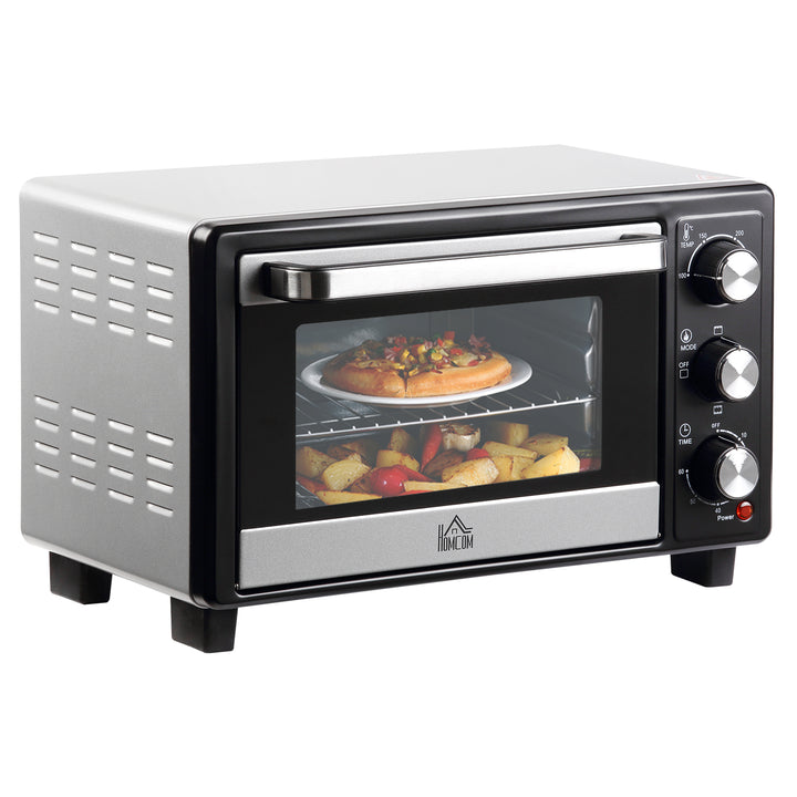 Convection Mini Oven, 16L Countertop Electric Grill, Toaster Oven with Adjustable Temperature, 60 Min Timer, Crumb Tray, Wire Rack, 1400W