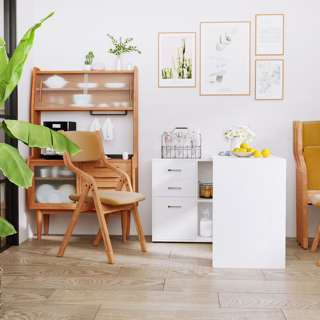 Computer Desk Table Workstation Home Office L Shape Drawer Shelf File Cabinet White