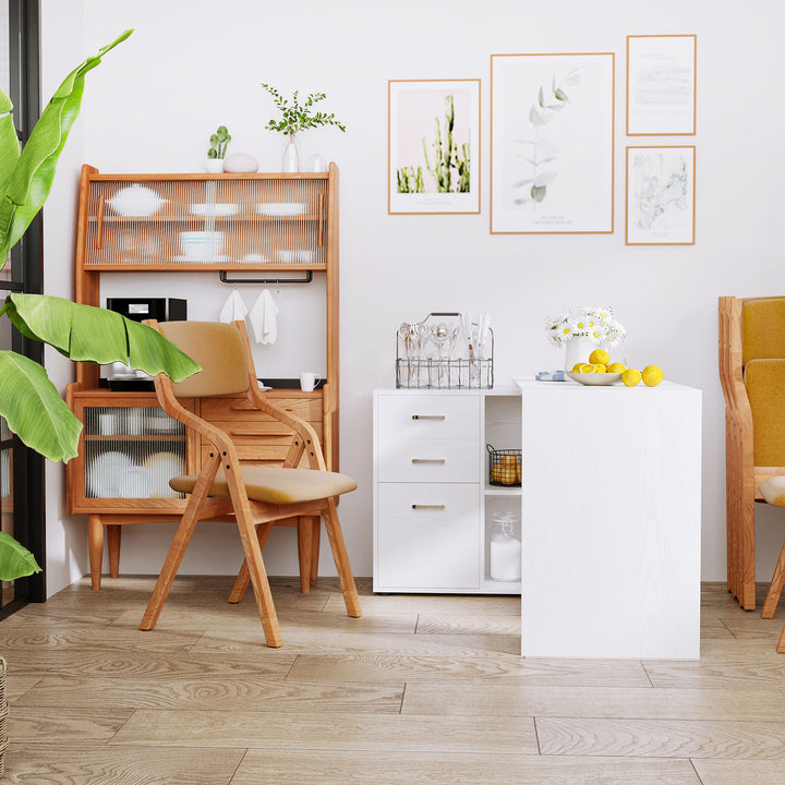 Computer Desk Table Workstation Home Office L Shape Drawer Shelf File Cabinet White