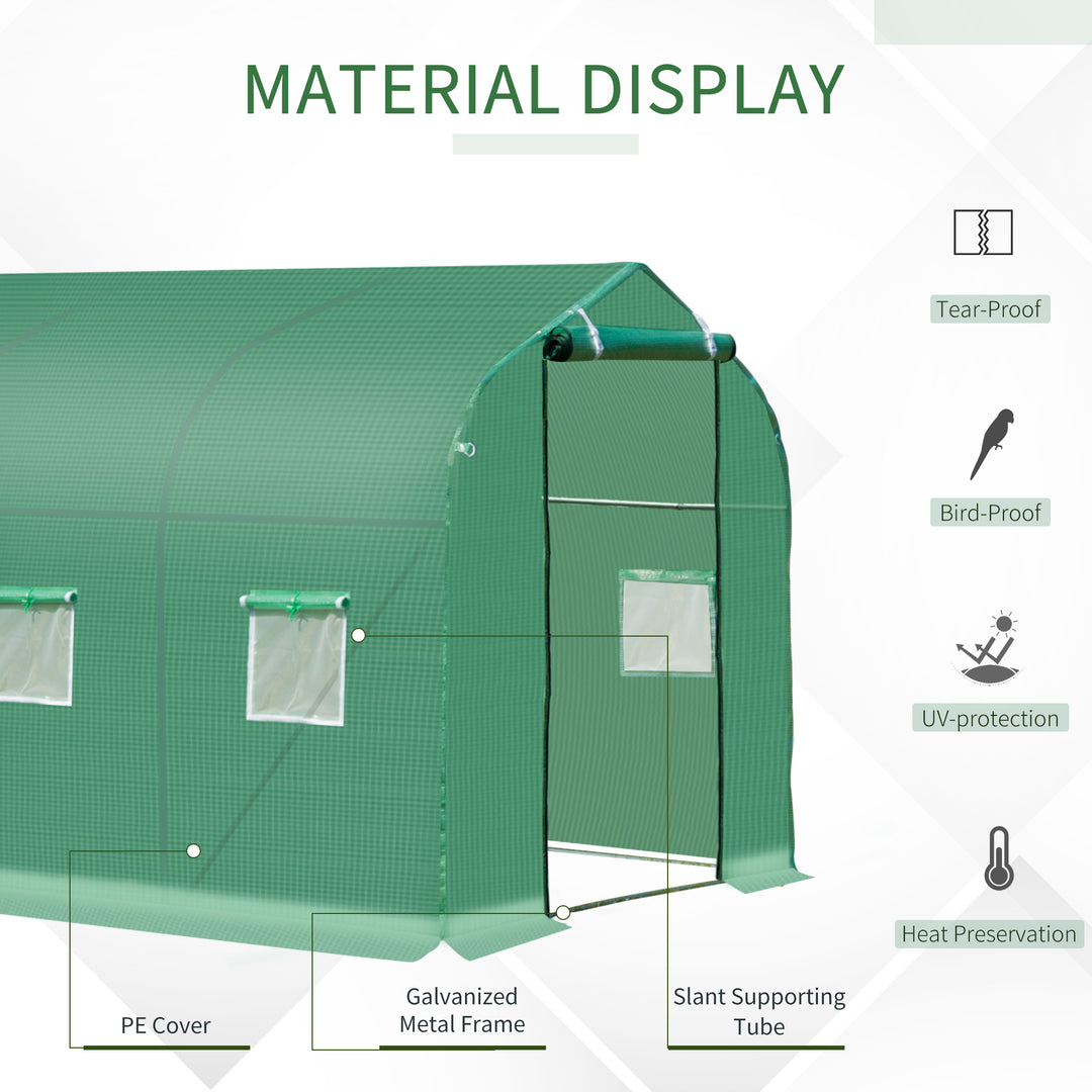 Walk in Polytunnel Greenhouse with Windows and Door for Garden, Backyard (3 x 2M)