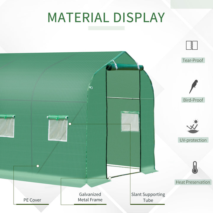 Walk in Polytunnel Greenhouse with Windows and Door for Garden, Backyard (3 x 2M)