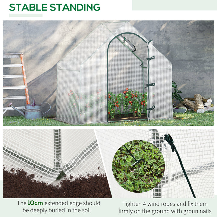 Outsunny Walk-In Greenhouse Vegetable Plant herb Garden Grow House w/ Window Roll-Up Door Steel Frame All-Year Portable, 180 x 100 x 168cm, White