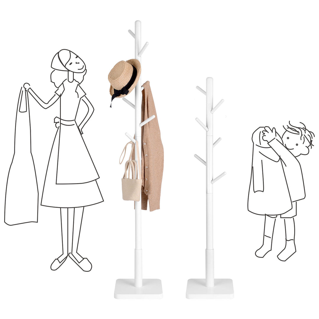 White Coat Stand with 8 Hooks