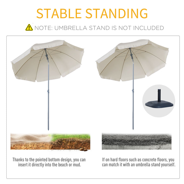 Outsunny 2.2M Tilt Beach Umbrella Parasol-Cream White
