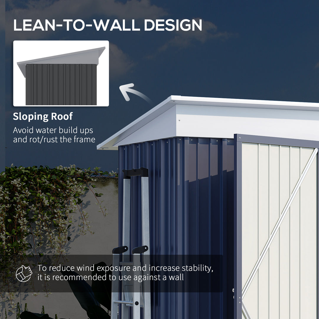 Metal Garden Shed for Tool Motor Bike, w/ Adjustable Shelf Dark Grey