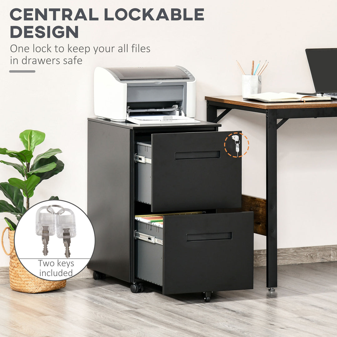Vinsetto Mobile File Cabinet Vertical Home Office Organizer Filing Furniture with Adjustable Partition for A4 Letter Size, Lockable, Black