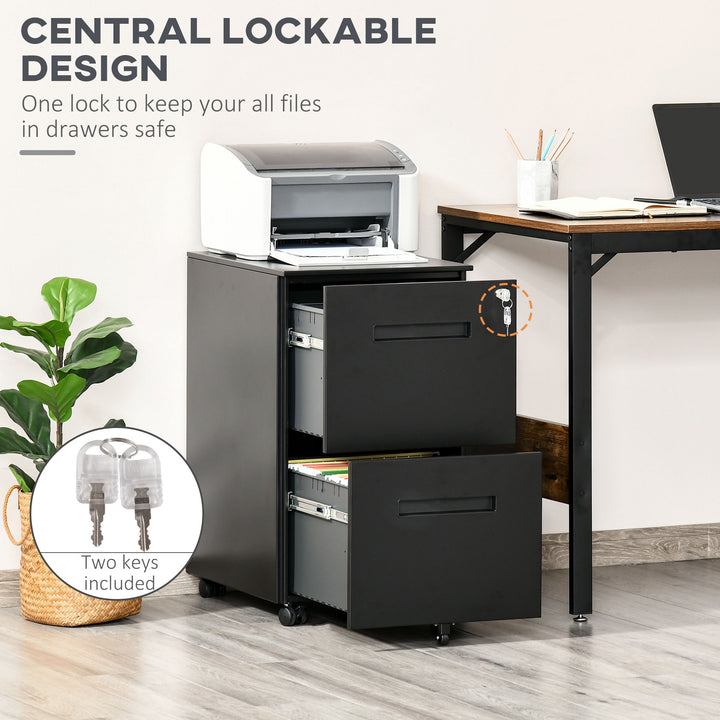 Vinsetto Mobile File Cabinet Vertical Home Office Organizer Filing Furniture with Adjustable Partition for A4 Letter Size, Lockable, Black