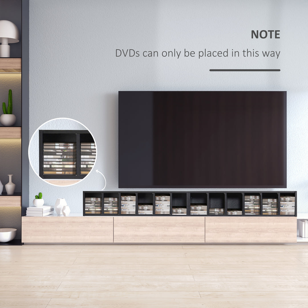 HOMCOM 204 CD Media Display Shelf Unit Set of 2 Blu-Ray DVD Tower Rack w/ Adjustable Shelves Bookcase Storage Organiser, Black