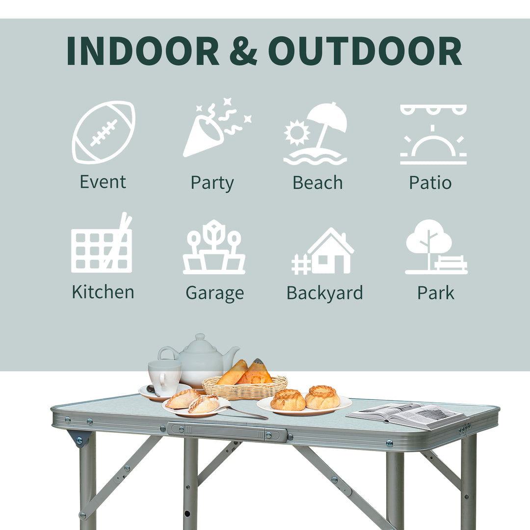 Garden Outdoor Camping Table Portable Folding Picnic Table-Silver