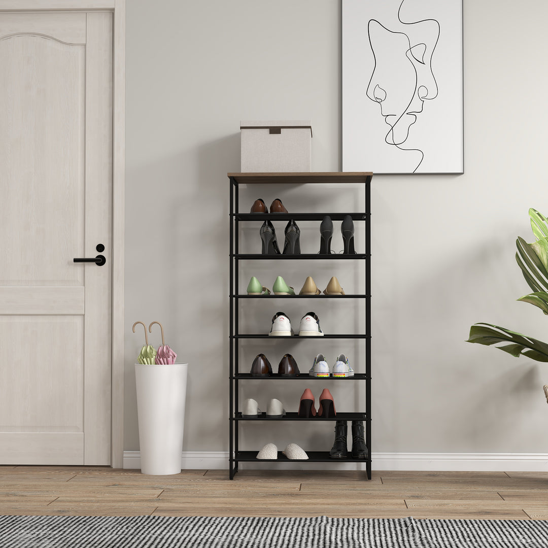 HOMCOM 8-Tier Shoe Rack, Shoe Storage Organizer with Mesh Shelves Free Standing Shoe Shelf Stand for 21-24 Pairs of Shoes for Entryway Black and Grey
