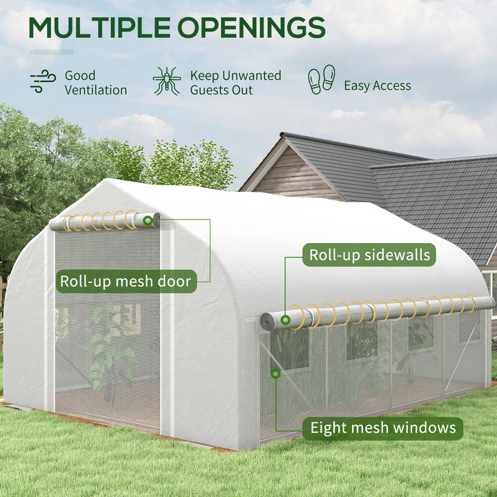 Walk-in Polytunnel Greenhouse, Tunnel Warm House Tent-White