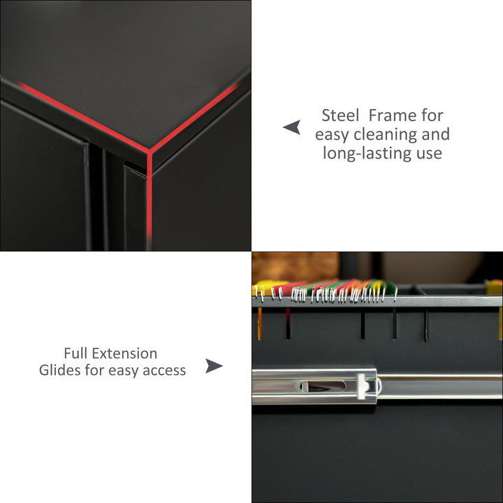 Vinsetto Mobile File Cabinet Vertical Home Office Organizer Filing Furniture with Adjustable Partition for A4 Letter Size, Lockable, Black