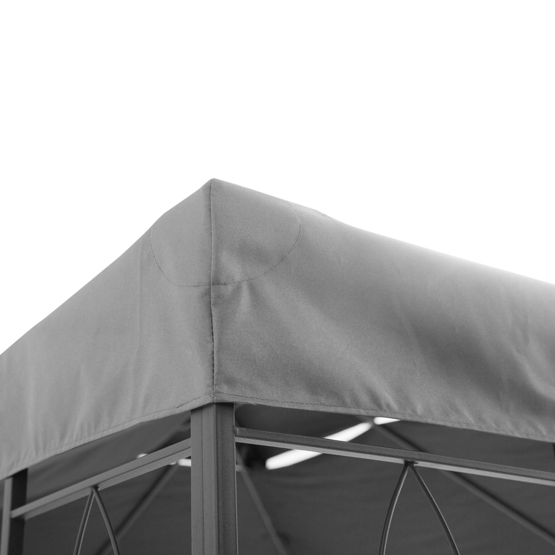 3x4m Gazebo Replacement Roof Canopy 2 Tier Top UV Cover Garden Patio Outdoor Sun Awning Shelters Light Grey (TOP ONLY)