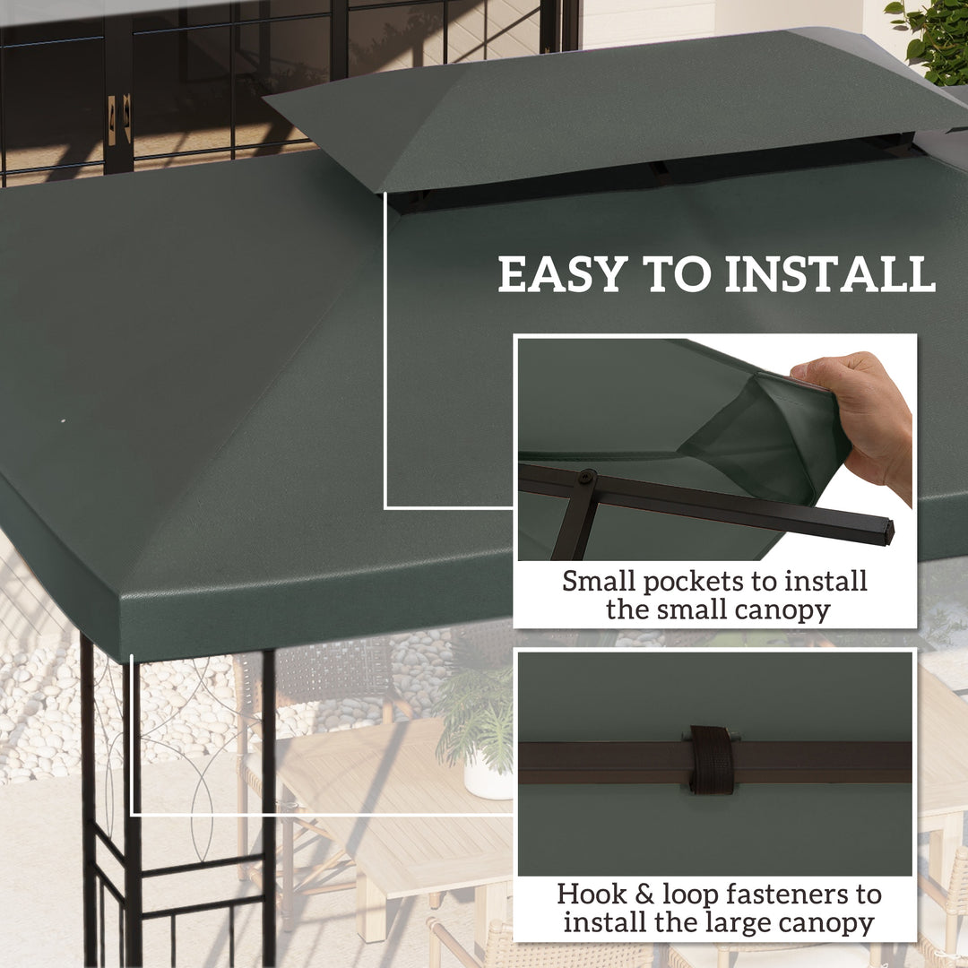 3x4m Gazebo Replacement Roof Canopy 2 Tier Top UV Cover Garden Patio Outdoor Sun Awning Shelters Deep Grey (TOP ONLY)