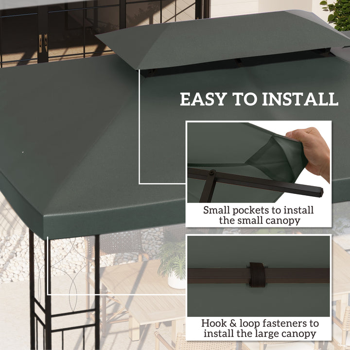 3x4m Gazebo Replacement Roof Canopy 2 Tier Top UV Cover Garden Patio Outdoor Sun Awning Shelters Deep Grey (TOP ONLY)