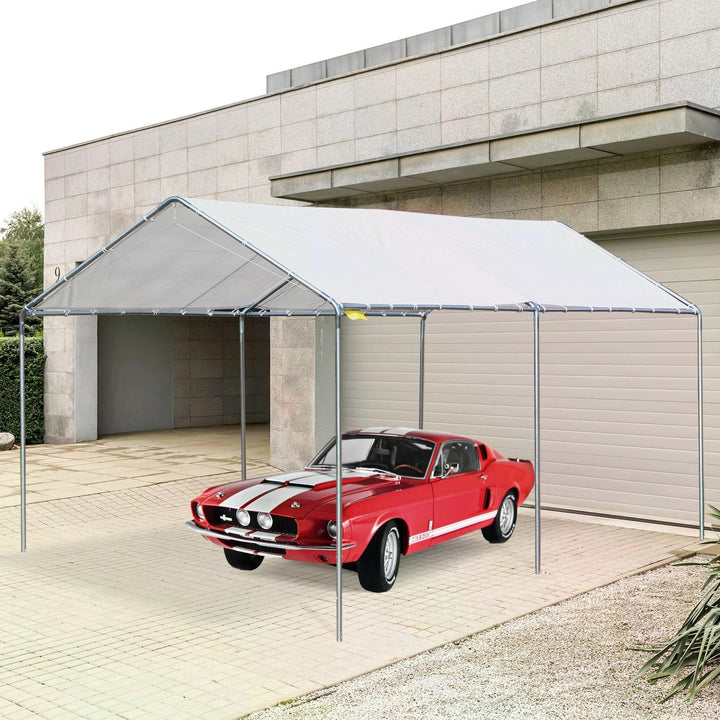3 x 6m Heavy Duty Carport Garage Car Shelter Galvanized Steel Outdoor Open Canopy Tent Water UV Resistant Waterproof, White