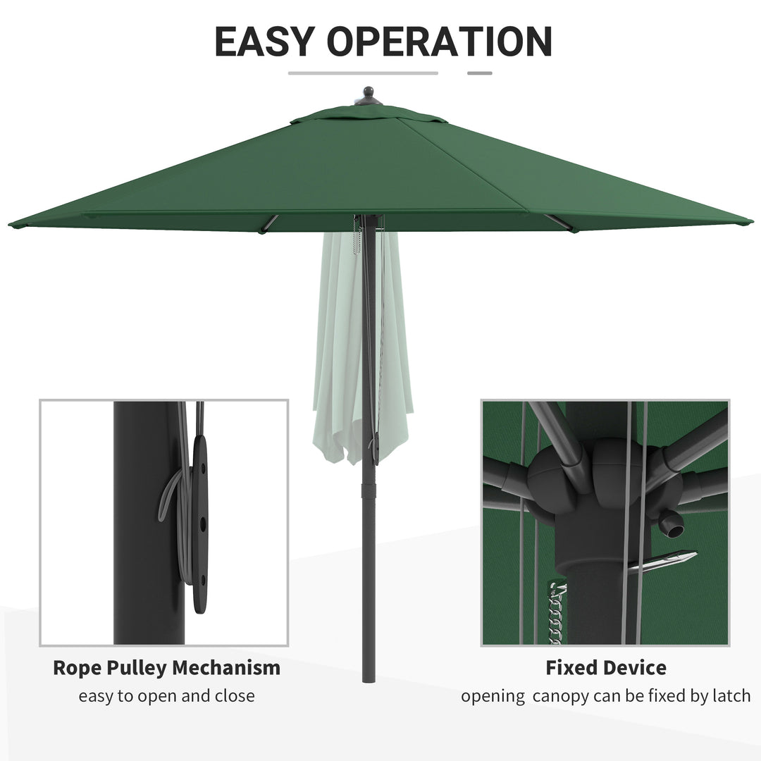Outsunny 2.8m Patio Parasols Umbrellas Outdoor 6 Ribs Sunshade Canopy Manual Push Garden Backyard Furniture, Green