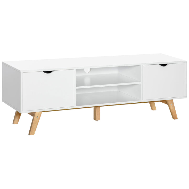 HOMCOM Particle Board 4-Compartment Media Unit White