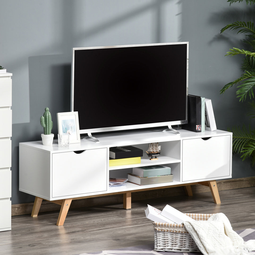 HOMCOM Particle Board 4-Compartment Media Unit White