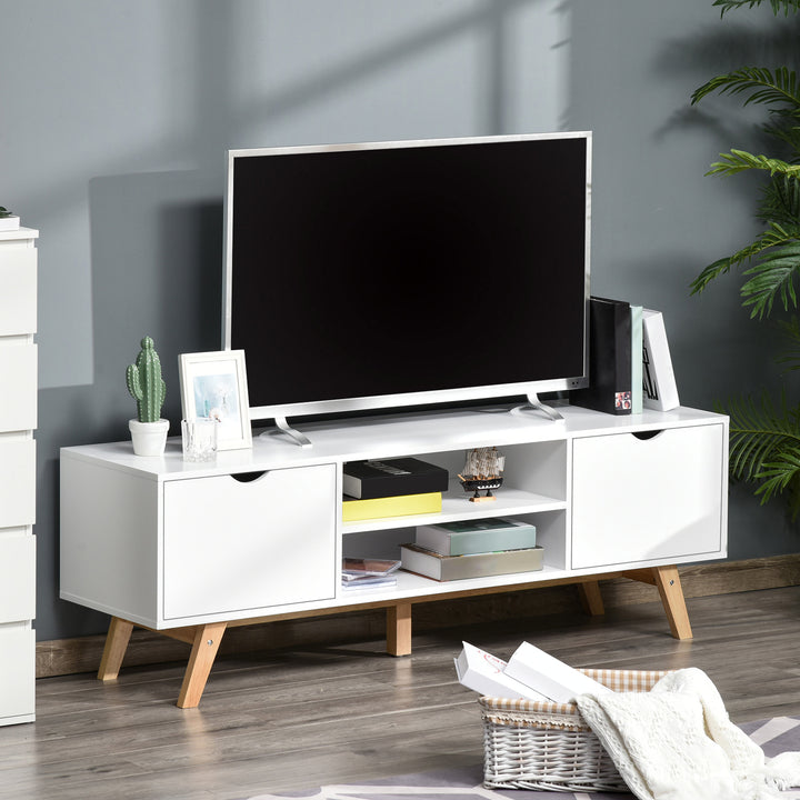 HOMCOM Particle Board 4-Compartment Media Unit White