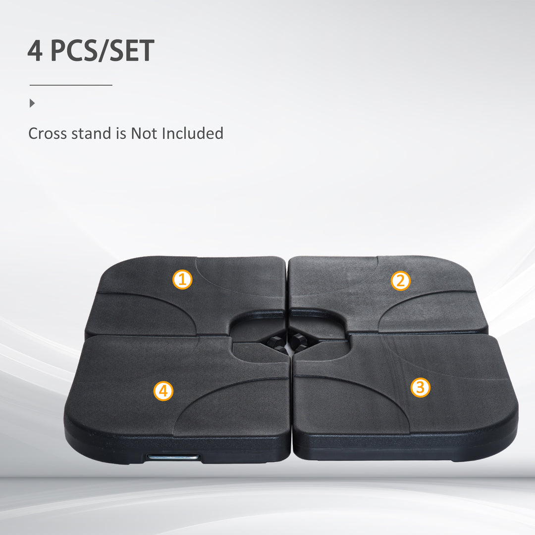 4 pc Parasol Base Heavy Duty Plastic Umbrella Weight Base-Black