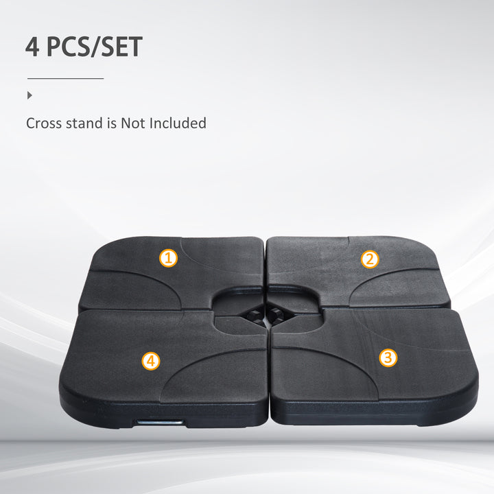 4 pc Parasol Base Heavy Duty Plastic Umbrella Weight Base-Black