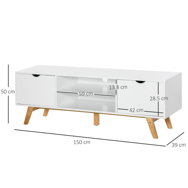 HOMCOM Particle Board 4-Compartment Media Unit White