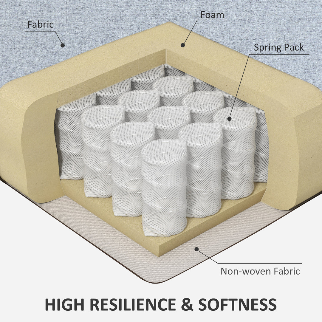 HOMCOM 2 Seat Sofa Double Sofa Loveseat Fabric Wooden Legs Tufted Design for Living Room, Dining Room, Office, Light Grey