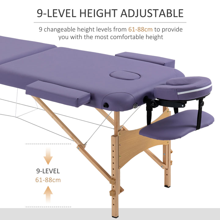 Massage Table Bed Couch Beauty Bed 2 Section Therapy Bed Lightweight Portable Folding Spa Bed Purple