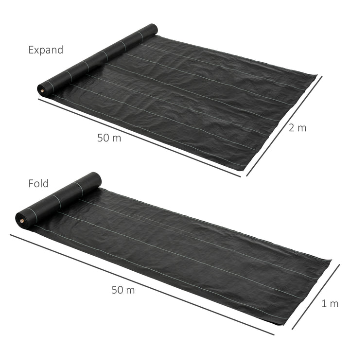 Outsunny 2x50m Gardener Premium Weed Barrier Landscape Fabric Durable & Heavy-Duty Weed Block Gardening Mat, Easy Setup & Superior Weed Control