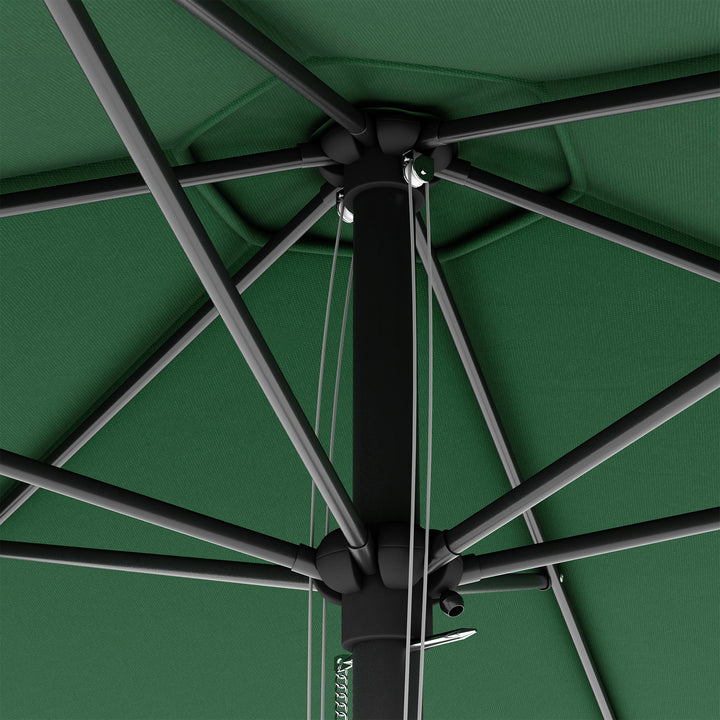Outsunny 2.8m Patio Parasols Umbrellas Outdoor 6 Ribs Sunshade Canopy Manual Push Garden Backyard Furniture, Green